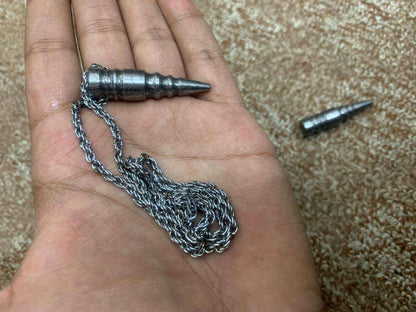 Handmade Damascus Steel Spike Pendant Necklace with Rope Chain