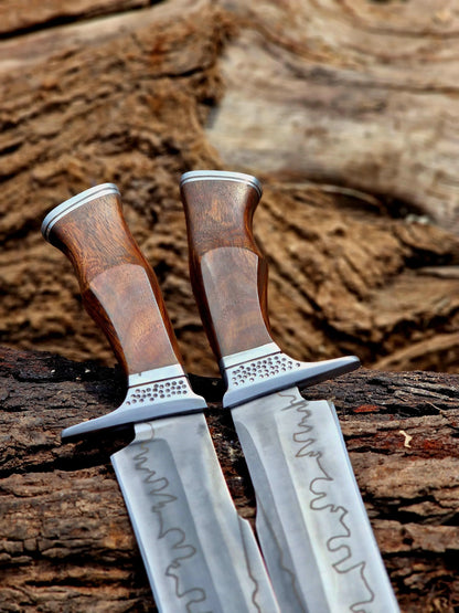 Premium Handcrafted Stainless Steel Outdoor Utility Knife Set with Wooden Handles – 2 Pieces