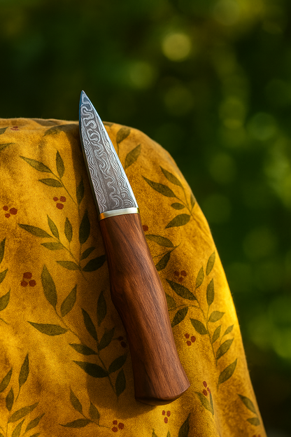 8” Handmade Damascus Steel EDC Knife with Rosewood Handle