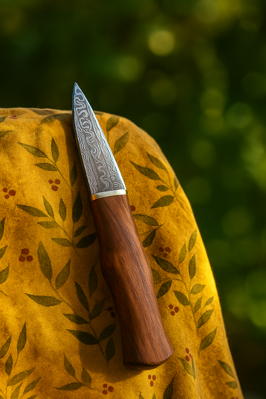8” Handmade Damascus Steel EDC Knife with Rosewood Handle