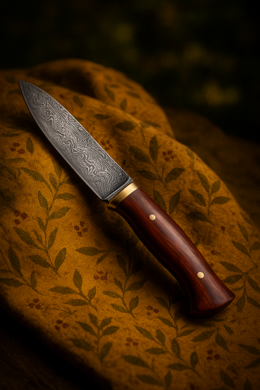 8” Handmade Damascus Steel EDC Knife with Rosewood Handle