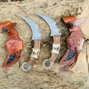 Hand Forged Damascus Steel Karambit Knife Set