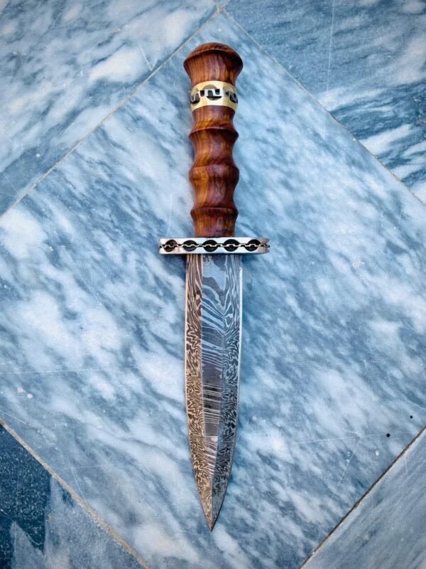 Handcrafted Damascus Steel Dagger with Wooden Handle