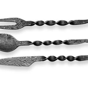 Damascus Steel Twisted Handle Cutlery Set