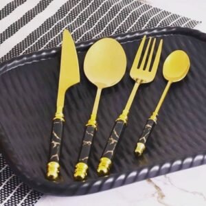 Luxury Gold & Black Marble Cutlery Set