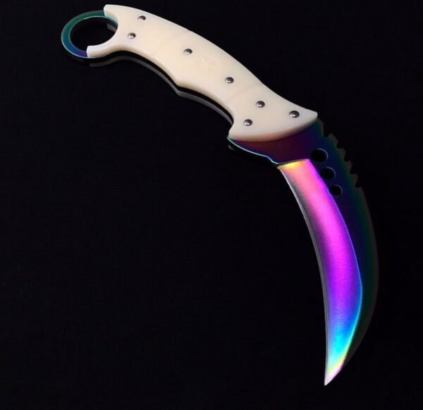 Rainbow Karambit Knife with Ivory Handle